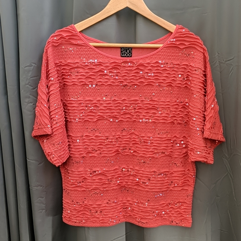 Sequin and ruffle top